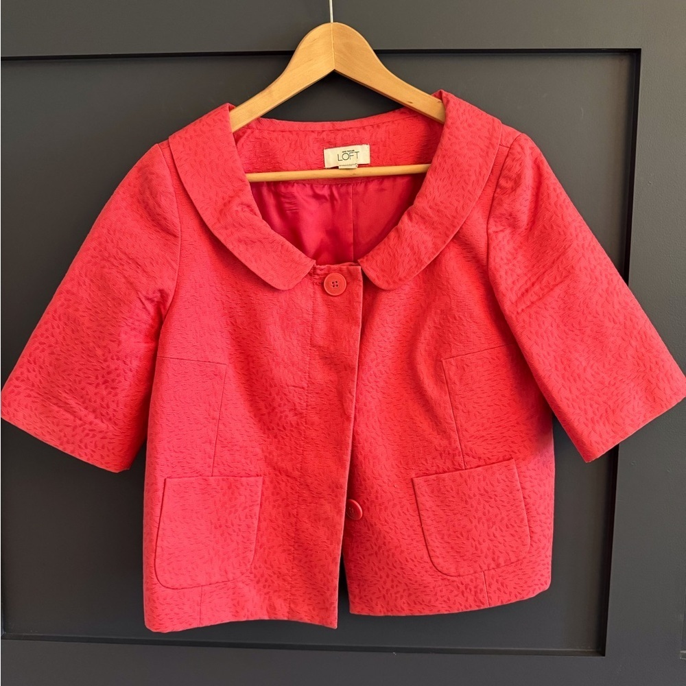 LOFT Vibrant Coral Cropped Jacket